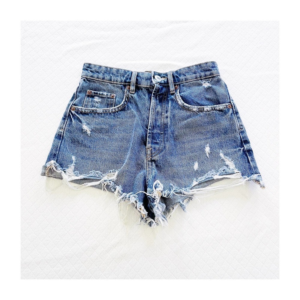 Zara Button Down Cutoff Short Denim Jeans Button Fly SZ02